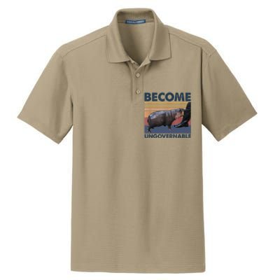 Become Ungovernable Moo Deng Cute Baby Hippo Funny Hippo Dry Zone Grid Polo