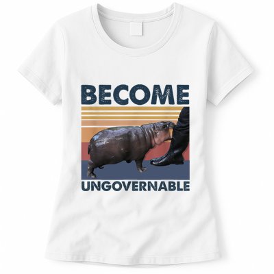 Become Ungovernable Moo Deng Cute Baby Hippo Funny Hippo Womens T-Shirt