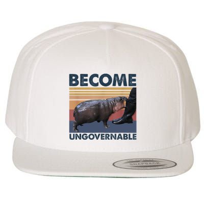 Become Ungovernable Moo Deng Cute Baby Hippo Funny Hippo Wool Snapback Cap