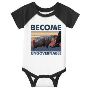 Become Ungovernable Moo Deng Cute Baby Hippo Funny Hippo Infant Baby Jersey Bodysuit