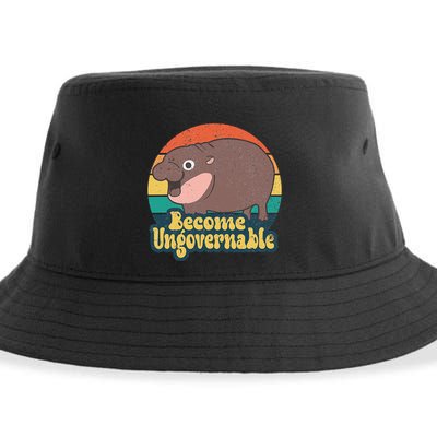 Become Ungovernable Moo Deng Humor Cute Baby Hippo Joke Gift Sustainable Bucket Hat