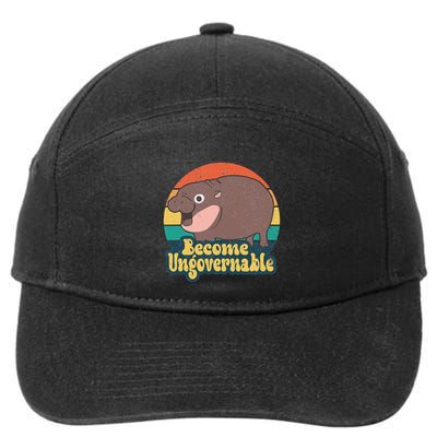 Become Ungovernable Moo Deng Humor Cute Baby Hippo Joke Gift 7-Panel Snapback Hat