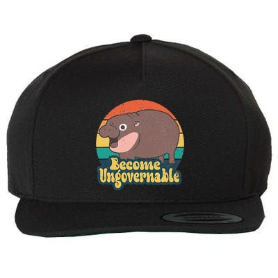 Become Ungovernable Moo Deng Humor Cute Baby Hippo Joke Gift Wool Snapback Cap