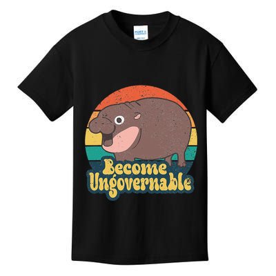 Become Ungovernable Moo Deng Humor Cute Baby Hippo Joke Gift Kids T-Shirt
