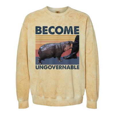 Become Ungovernable Moo Deng Humor Colorblast Crewneck Sweatshirt