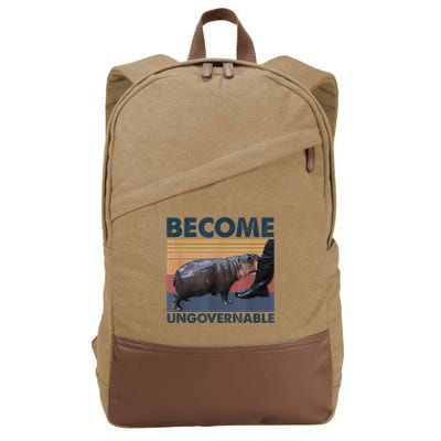 Become Ungovernable Moo Deng Humor Cotton Canvas Backpack