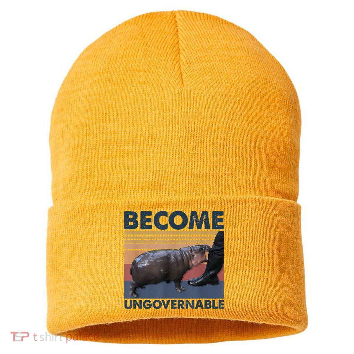 Become Ungovernable Moo Deng Humor Sustainable Knit Beanie