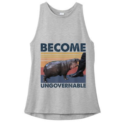 Become Ungovernable Moo Deng Humor Ladies PosiCharge Tri-Blend Wicking Tank