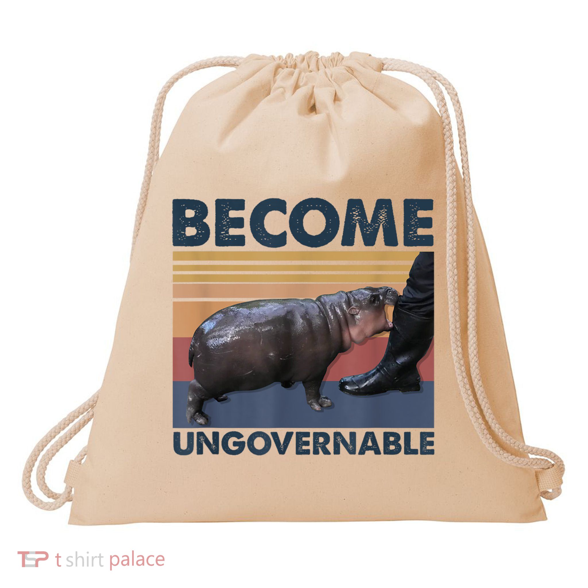 Become Ungovernable Moo Deng Humor Drawstring Bag