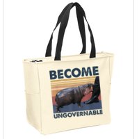 Become Ungovernable Moo Deng Humor Zip Tote Bag