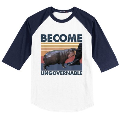 Become Ungovernable Moo Deng Humor Baseball Sleeve Shirt