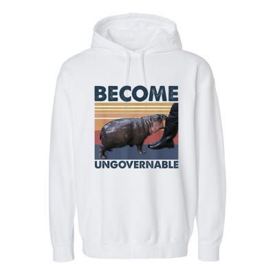 Become Ungovernable Moo Deng Humor Garment-Dyed Fleece Hoodie