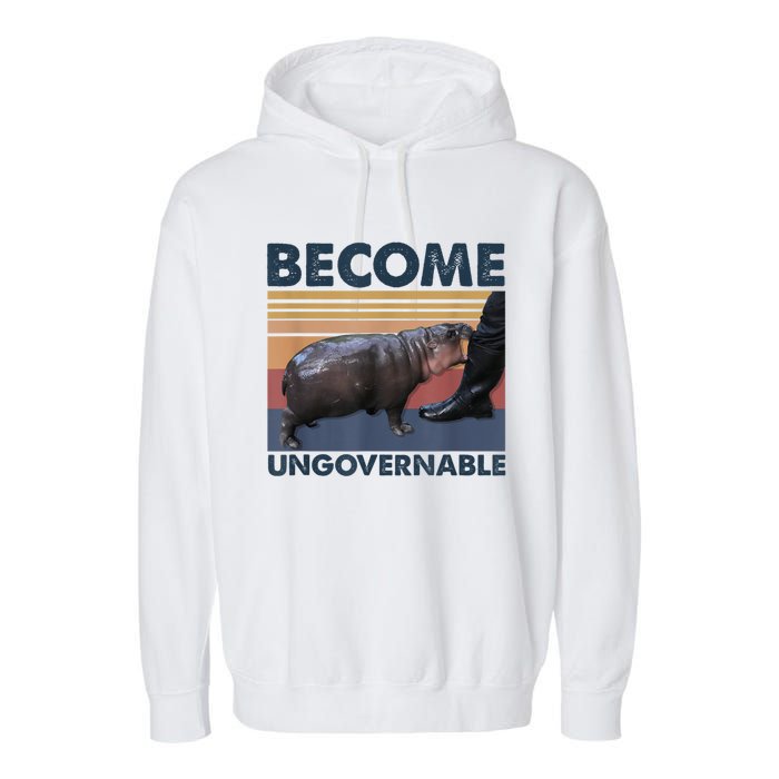 Become Ungovernable Moo Deng Humor Garment-Dyed Fleece Hoodie