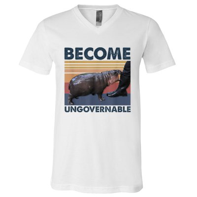 Become Ungovernable Moo Deng Humor V-Neck T-Shirt