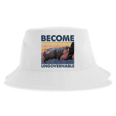 Become Ungovernable Moo Deng Humor Sustainable Bucket Hat