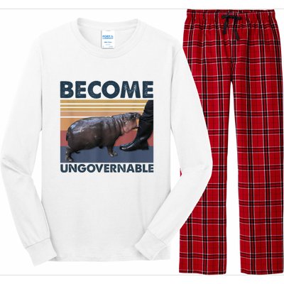 Become Ungovernable Moo Deng Humor Long Sleeve Pajama Set