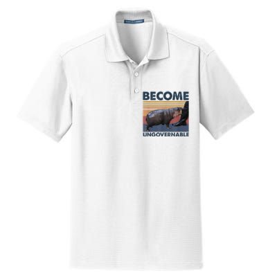 Become Ungovernable Moo Deng Humor Dry Zone Grid Polo