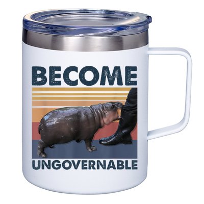 Become Ungovernable Moo Deng Humor 12oz Stainless Steel Coffee Mug