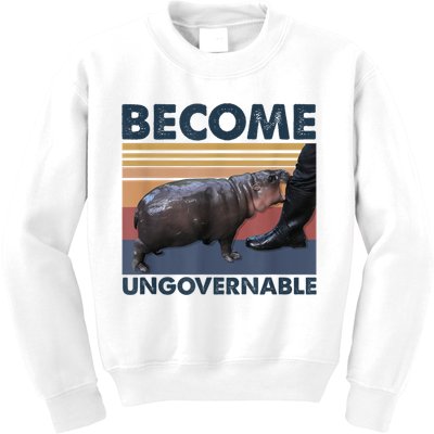 Become Ungovernable Moo Deng Humor Kids Sweatshirt
