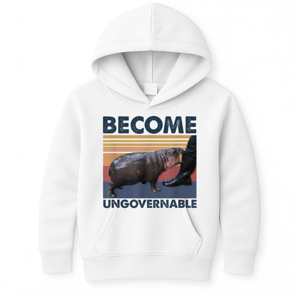 Become Ungovernable Moo Deng Humor Kids Hoodie