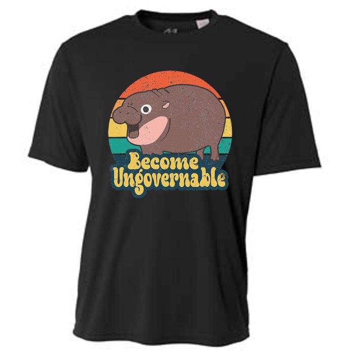 Become Ungovernable Moo Deng Humor Cute Baby Hippo Joke Cooling Performance Crew T-Shirt