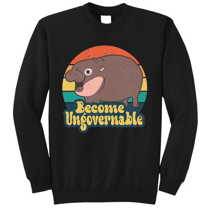 Become Ungovernable Moo Deng Humor Cute Baby Hippo Joke Sweatshirt