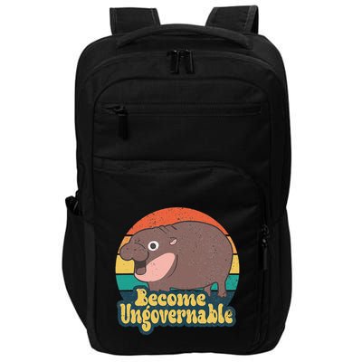 Become Ungovernable Moo Deng Humor Cute Baby Hippo Joke Impact Tech Backpack
