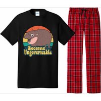 Become Ungovernable Moo Deng Humor Cute Baby Hippo Joke Pajama Set