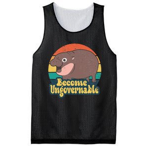 Become Ungovernable Moo Deng Humor Cute Baby Hippo Joke Mesh Reversible Basketball Jersey Tank