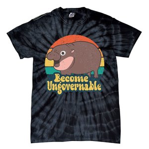 Become Ungovernable Moo Deng Humor Cute Baby Hippo Joke Tie-Dye T-Shirt