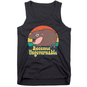 Become Ungovernable Moo Deng Humor Cute Baby Hippo Joke Tank Top