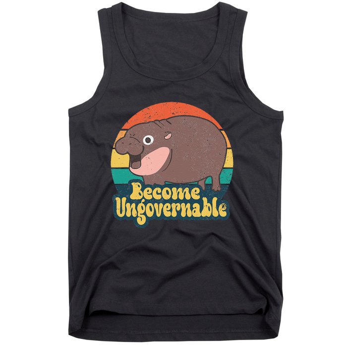 Become Ungovernable Moo Deng Humor Cute Baby Hippo Joke Tank Top