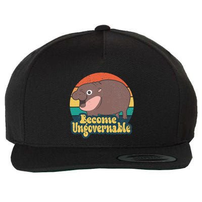 Become Ungovernable Moo Deng Humor Cute Baby Hippo Joke Wool Snapback Cap