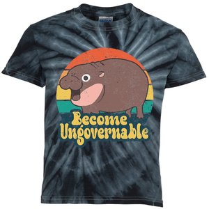 Become Ungovernable Moo Deng Humor Cute Baby Hippo Joke Kids Tie-Dye T-Shirt