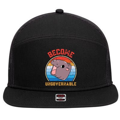Become Ungovernable Moo Deng 7 Panel Mesh Trucker Snapback Hat