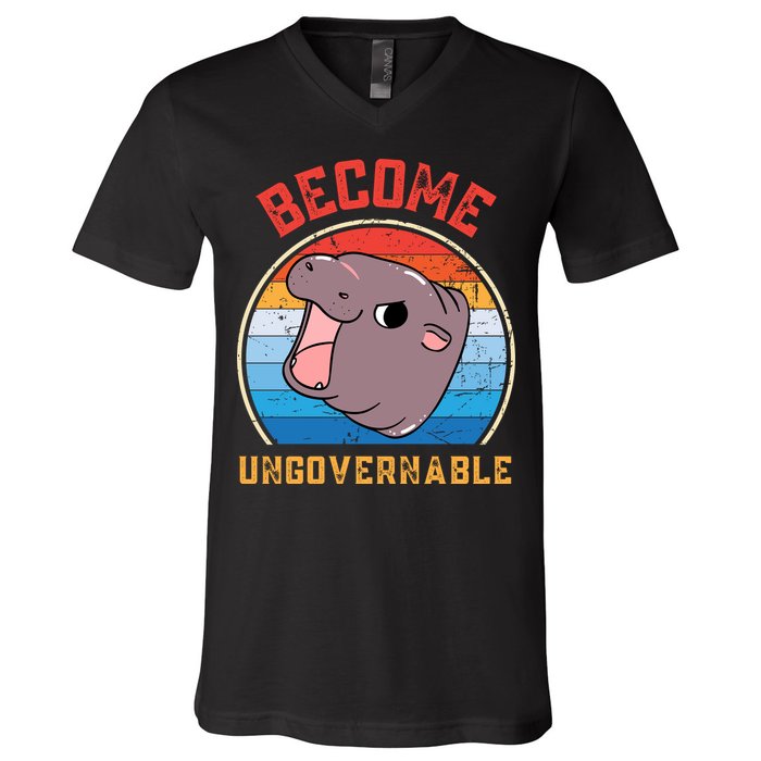 Become Ungovernable Moo Deng V-Neck T-Shirt