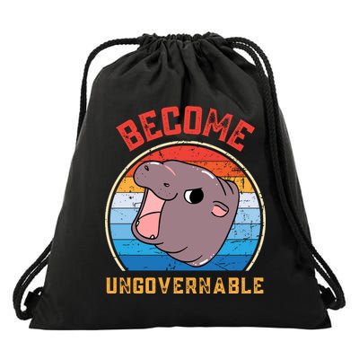 Become Ungovernable Moo Deng Drawstring Bag