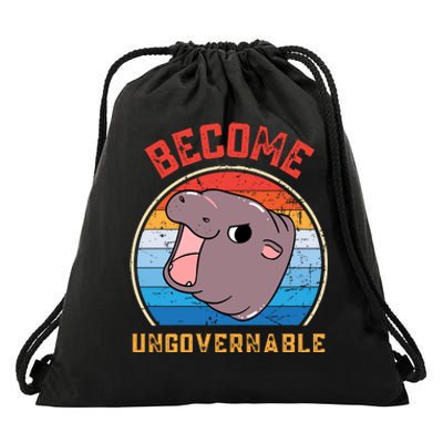 Become Ungovernable Moo Deng Drawstring Bag