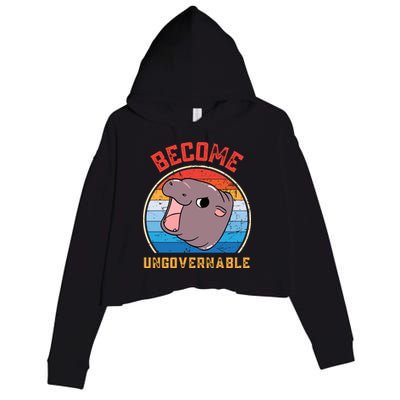 Become Ungovernable Moo Deng Crop Fleece Hoodie