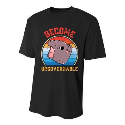 Become Ungovernable Moo Deng Youth Performance Sprint T-Shirt