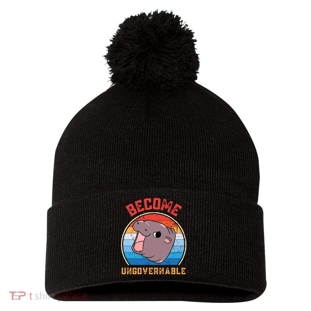 Become Ungovernable Moo Deng Pom Pom 12in Knit Beanie