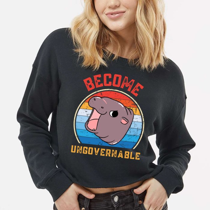 Become Ungovernable Moo Deng Cropped Pullover Crew