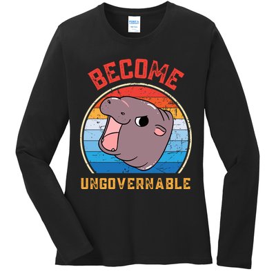 Become Ungovernable Moo Deng Ladies Long Sleeve Shirt