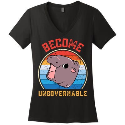 Become Ungovernable Moo Deng Women's V-Neck T-Shirt