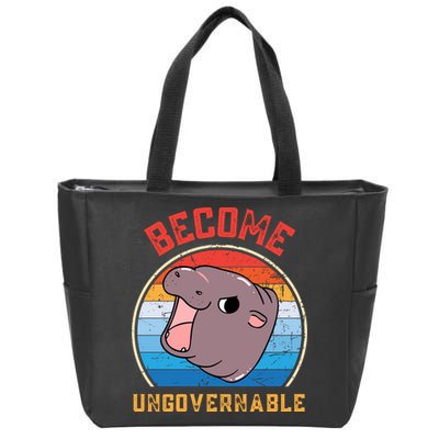 Become Ungovernable Moo Deng Zip Tote Bag