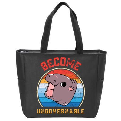 Become Ungovernable Moo Deng Zip Tote Bag