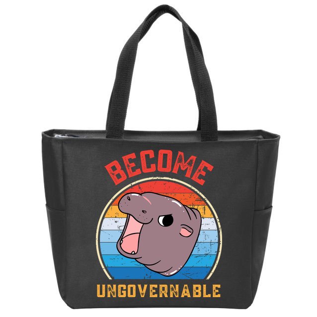 Become Ungovernable Moo Deng Zip Tote Bag