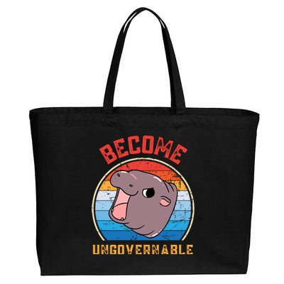 Become Ungovernable Moo Deng Cotton Canvas Jumbo Tote