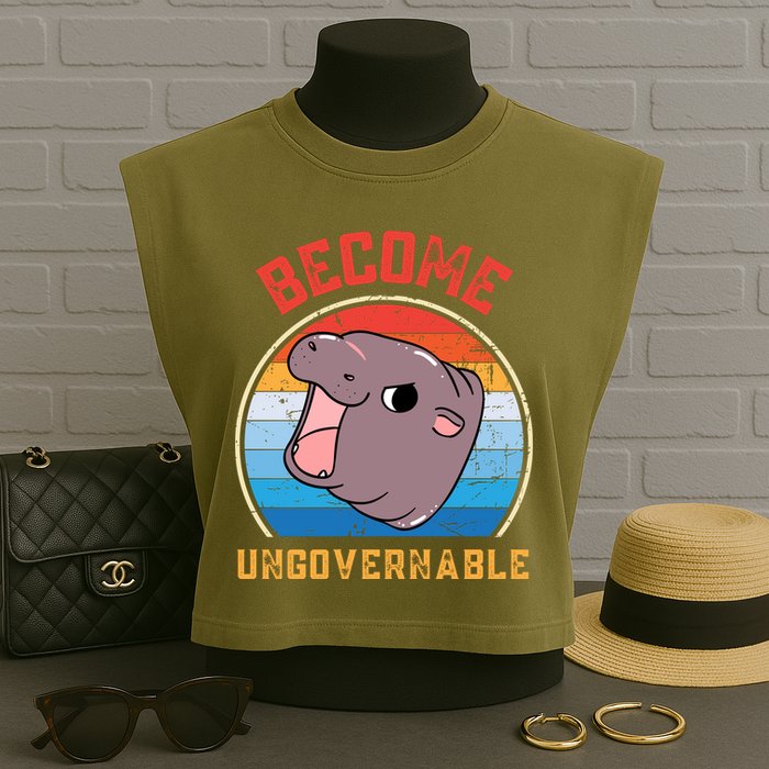 Become Ungovernable Moo Deng Garment-Dyed Women's Muscle Tee
