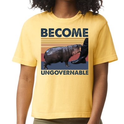 Become Ungovernable Moo Deng Cute Baby Hippo Funny Hippo Comfort Colors Boxy T-Shirt
